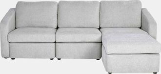 Concept Usine Sof&aacute; modular de 3 plazas gris claro con puf