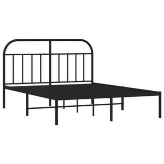 Berkfield Home Metal Bed Frame with Headboard Black 140x200 cm