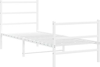 vidaXL Estructura Cama Sin Colch&oacute;n Con Estribo Metal Blanco 80x200 Cm Vidaxl