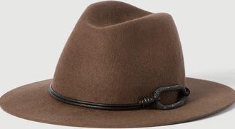 Brunello Cucinelli Felt fedora with leather and monili band in Brown at Nordstrom, Size X-Small