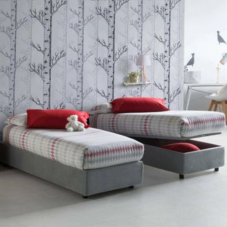 Dmora Dmora - Cama Individual Dgalle, Cama Contenedor Con Revestimiento De Tela, 100% Made In Italy, Apertura Frontal, Adecuado Para Colch&oacute;n Cm 90x200, Gris