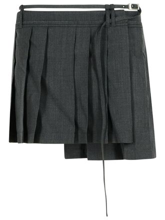 Acne Studios Dark Grey Wool Blend Pleated Skirt