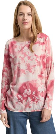 Tom Tailor Langarmshirt TOM TAILOR, Damen, Gr. XXL, rot brushed flower design, Web, Obermaterial: 70% Viskose, 30% Polyester, bedruckt, regular fit normal, U-Boo