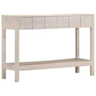 Berkfield Home Console Table White 110x35x75 cm Solid Wood Mango | Size: 110 x 35 x 75 cm