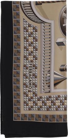 Ferragamo Silk Scarves, female, Beige, ONE SIZE, Nadir Print Silk Scarf