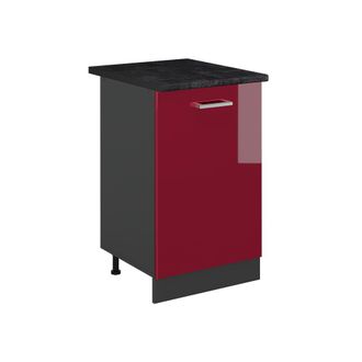 Vicco Mueble Bajo De Cocina R-line, Rojo De Alto Brillo/antracita, 50 Cm Encimera Antracita, Vicco