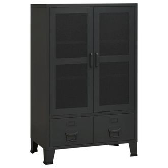 Berkfield Home Industrial Storage Chest Black Metal
