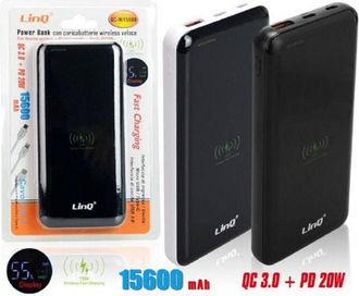 Trade Shop Trade Shop - Power Bank Batteria Esterna Ricarica Veloce Wireless 15600mah Caricabatteria Qc-w15600