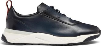Santoni Lage sneakers met perforaties - Heren - Sneakers - Blauw - 46 EU - Leer - Schoenen