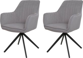 Hhg Hhg - Nunca Usado] Juego De 2 Silla De Comedor 499, Silla De Cocina Reclinable Apoyabrazos, Giratoria Posici&oacute;n Del Coche Tela/textil, Gris Claro
