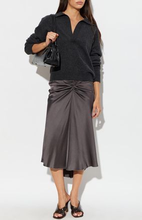 Victoria Beckham Asymmetrical Skirt With Draping, Womens, Grey