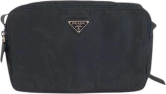 Prada Pre-owned Cross Body Bags, female, Black, Size: ONE SIZE Pre-owned Tessuto Nylon Shoulder Bag