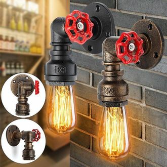 OEM Aplique De Pared Edison E27 De Hierro Estilo Tuber&iacute;a De Agua, Estilo Retro Industrial, Para El Hogar, Dormitorio, Cafeter&iacute;a, Restaurante, Porche Y Bar