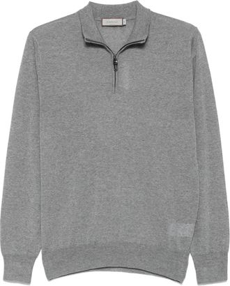 Canali Maglione in lana con mezza zip - Grigio