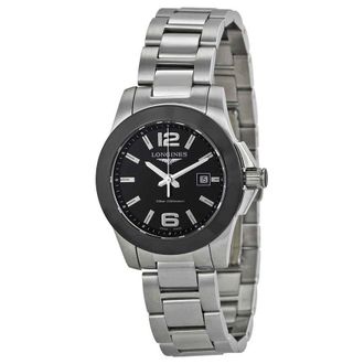 Longines Conquest Black Dial Stainless Steel Ladies Watch L32574566