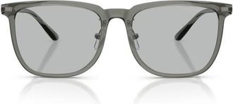 Emporio Armani 56mm Irregular Sunglasses in Shiny Grey /Light Grey at Nordstrom