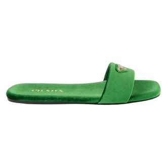 Prada Schoenen, Dames, Groen, 37 EU, Groene Velvet Sandalen