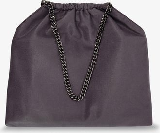 Stella McCartney Womens Shoulder Bag Falabella Grey Vegan Shaggy Deer Fabric