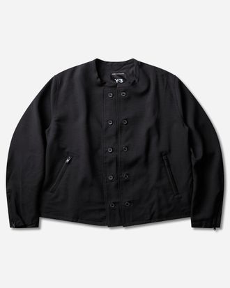 Yohji Yamamoto Men s Sport Uniform Adaptive Collarless Blouson Black