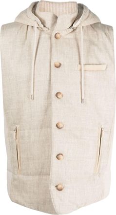 La Fileria detachable hood virgin-wool gilet - men - Wool/Virgin Wool/Polyester/Polyurethane - 54 - Neutrals