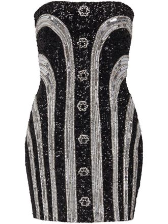 Balmain sequin short dress - women - Polyamide/Elastane - 34 - Black