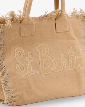 MC2 Saint Barth Womens Shoulder Bag Vanity Patch Beige Cotton