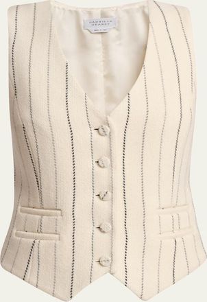 Gabriela Hearst Coleridge Wool Cashmere Pinstripe Vest