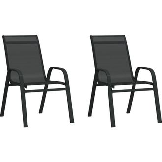 vidaXL Vidaxl - Sillas De Jard&iacute;n Apilables 2 Unidades Textilene Negro
