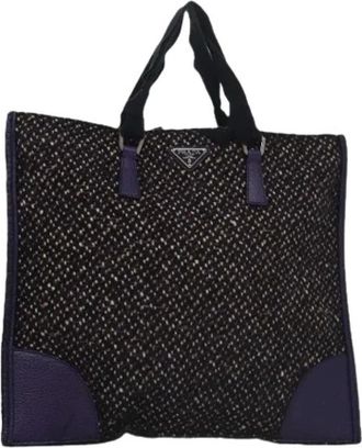 Prada Pre-owned Tote Bags, female, Purple, Size: ONE SIZE Pre-owned Vintage Wool Tote Bag