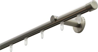 Gardinia Gardinenstange »Set Isa 1-Lauf mit Innenlauf II« Ø 2 mm 1 läufig-läufig mit Bohren, Wandmontage, Metall, Komplettes Gardinenstangen-Set