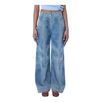 Kiko Kostadinov Wide Trousers, female, Blue, Size: XS Centennial Denim Pants