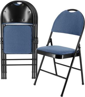 Elama 4 Piece Metal Folding Chair with Padded Seats in Blue at Nordstrom
