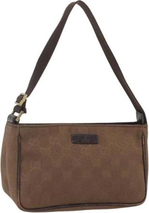 Gucci Pre-owned Shoulder Bags, female, Brown, Size: ONE SIZE Pre-owned Canvas Shoulder Bag