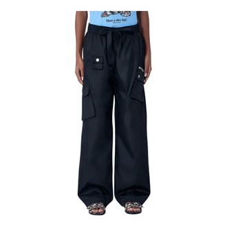 Ganni Wide Trousers, female, Black, Size: 2XS Logo Motif Track Pants