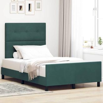 vidaXL Estructura De Cama Verde Oscuro 120 X 190 Cm Terciopelo Vidaxl