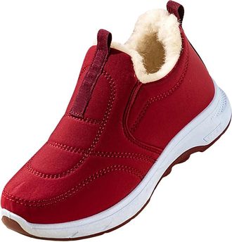 Generic Womens Warm Boots Snow Furry Lightweight Outdoor Couple Snow Boots Fashion Casual Sneakers Mens Breathable Flat Bottom Casual Shoes Winter Padded Warm