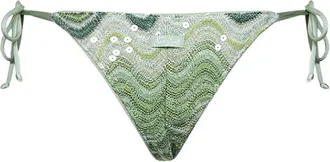 MC2 Saint Barth Womens Bikini Bottom Marielle Green Sequin Knit Viscose Swimwear Sea Clothing