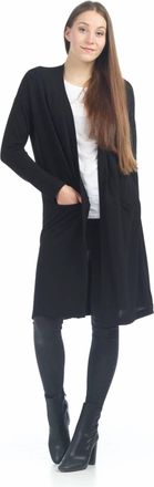 Papillon Long Cardigan With Side Slit In Black