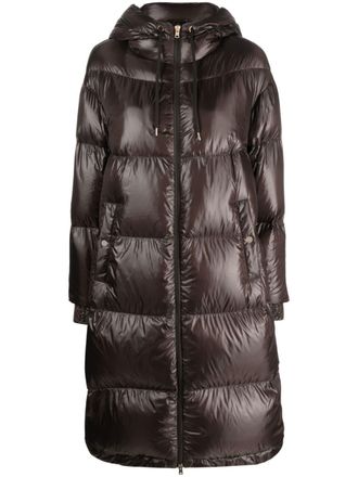 Herno lightweight padded hooded coat - women - Polyamide/Polyamide/Feather Down - 50 - Brown