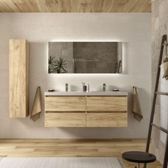 Cygnus Bath Mueble De Ba&ntilde;o Bequia 140 Cm Roble Con Lavabo De Porcelana