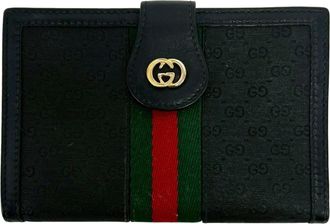 Gucci Black Green Red Color Pvc Leather Wallet (Bi-Fold) (Pre-Owned)