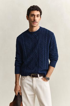 GANT Men Indigo Cable Knit Sweater (XXXL) RICH NAVY