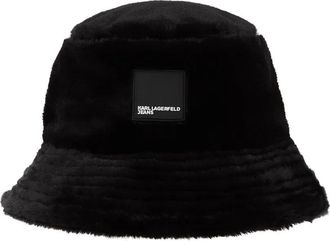 Karl Lagerfeld Cappello bucket in pelliccia sintetica - Nero