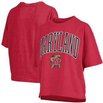 Pressbox Womens Pressbox Red Maryland Terrapins Nelson Arch Over Logo Waist Length Oversized Slub T-Shirt at Nordstrom, Size X-Large