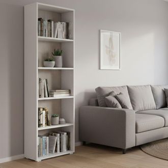 Dmora Dmora - Estante Para Libros Girasole, Biblioteca Con 4 Estantes Ajustables, Estante Para Libros, Unidad De Pared Con Estantes, 100% Made In Italy, Cm 