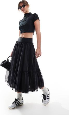 adidas Originals Gonna in tulle nera-Nero