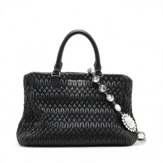 Miu Miu Black Leather Handbag Tote Bag (Pre-Owned)