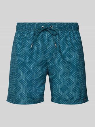 Schiesser Badehose im Allover-Look mit elastischem Bund in Tuerkis, Gr&ouml;&szlig;e XXL