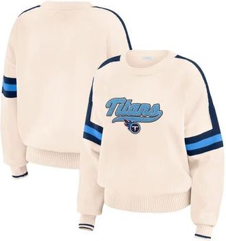 WEAR by Erin Andrews Womens WEAR by Erin Andrews Cream Tennessee Titans Stripe Pullover Sweater at Nordstrom, Size Xx-Large