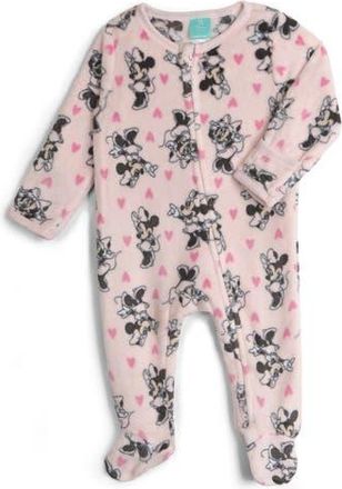 Disney Minnie Mouse Baby Girls Fleece One Piece Sleep N Play in Blush Pink Minnie at Nordstrom, Size 0-3M